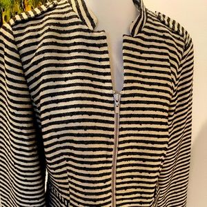 Ann Taylor Loft lined Striped Jacket Zip Crop Sz L